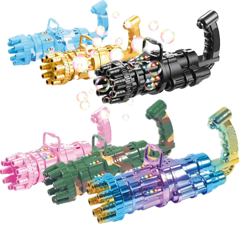 

Creative Electric Bubble Machine With Led Light And Music For Kids 9-hole Bubble Machine Gun Toy Boy Bubbles Toys For Kid Adult