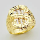 Новое модное мужское позолоченное кольцо с буквами, Размер 7-10