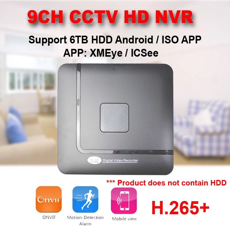 JIENUO 9CH NVR Mini 4K/8MP/5M/1080P видео рекордер 8-канальный детектор движения P2P для IP камеры