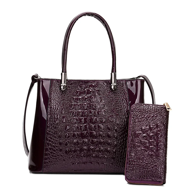 Модная роскошная женская сумка из 2 предметов сумки с крокодиловым узором
