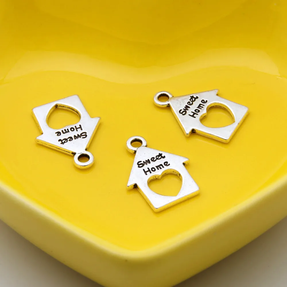 

30pcs Silver Color Heart House Sweet Home Words Charms Family Home Pendant Jewelry Making DIY Handmade Craft Accessories A3384