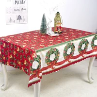 2022 christmas bells wreath tablecloth red candle print polyester table runner table cover new year home decor xmas table cloth