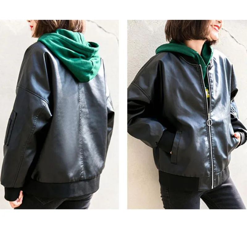 Мужская кожаная куртка весна-осень 2020 из ПУ кожи с длинным рукавом на молнии