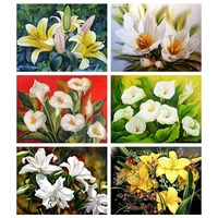 diamond painting kits lily flower embroidery full round with ab drill rhinestones mosaic layout home decor diamond art gift