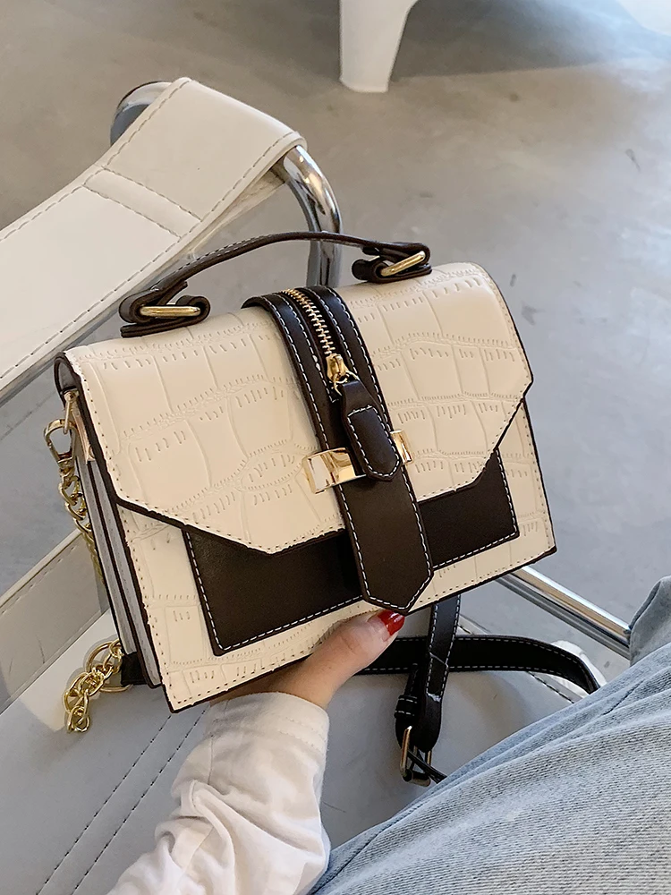 2020 модные женские сумки-Кроссбоди с цепочкой черные белые и хаки сумки-слинги для