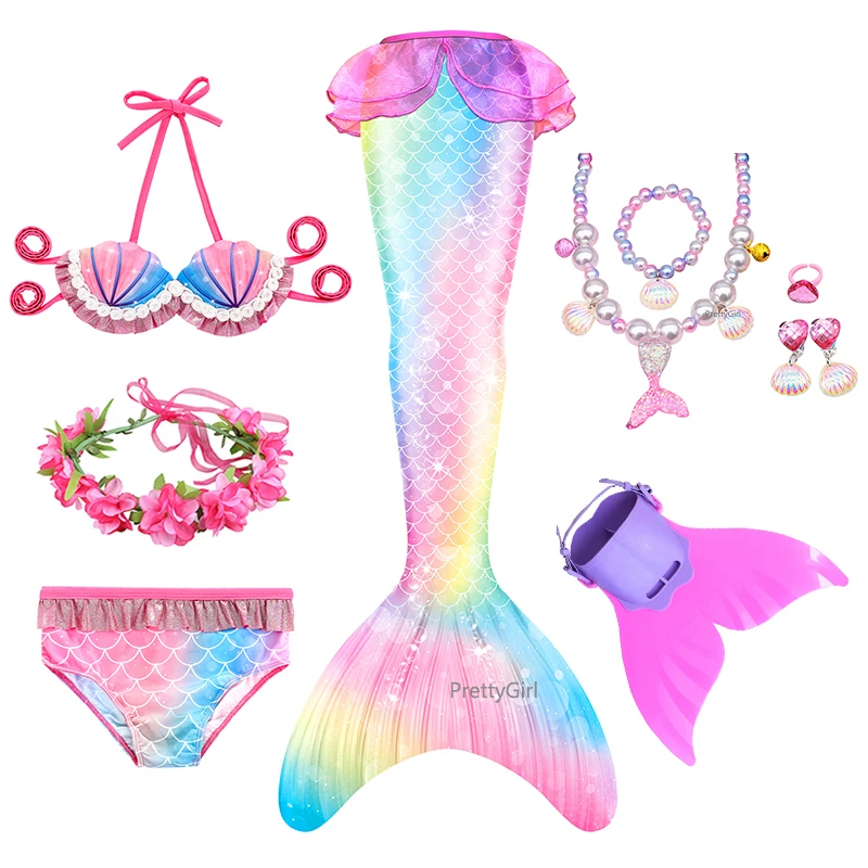 party dress mermaid tail swimsuit beach bikini mermaid costume cosplay halloween party girls dress birthday gifts free global shipping