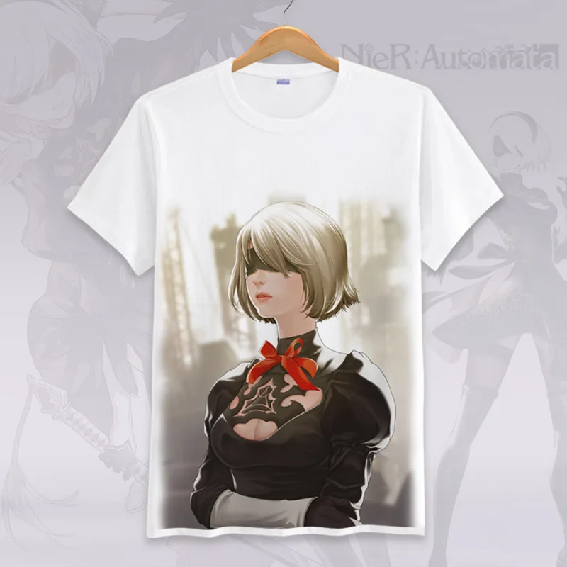Футболка для косплея с японским аниме ниус: Automata 2B тип 9S Эмил летняя футболка