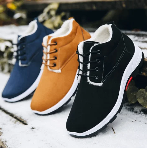 Waterproof Winter Men Boots with Fur Warm Snow Women Work Casual Shoes Sneakers High Top Rubber Ankle plus size | Обувь