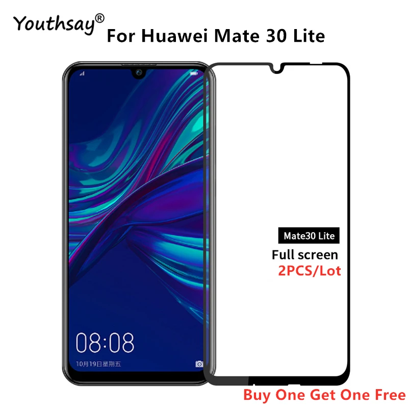 2 uds para Huawei Mate 30 Lite Protector de pantalla de vidrio cubierta de pegamento completo vidrio templado para Mate 30 Lite pel&iacute;cula Mate 30 Lite-0
