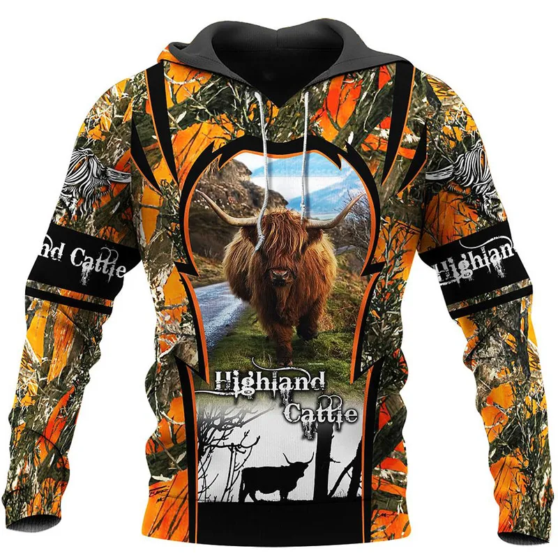 

Новые продукты, модная мужская толстовка, одежда Highland Cow, 3D печать, Harajuku, повседневная толстовка на молнии, унисекс, удобная толстовка 960
