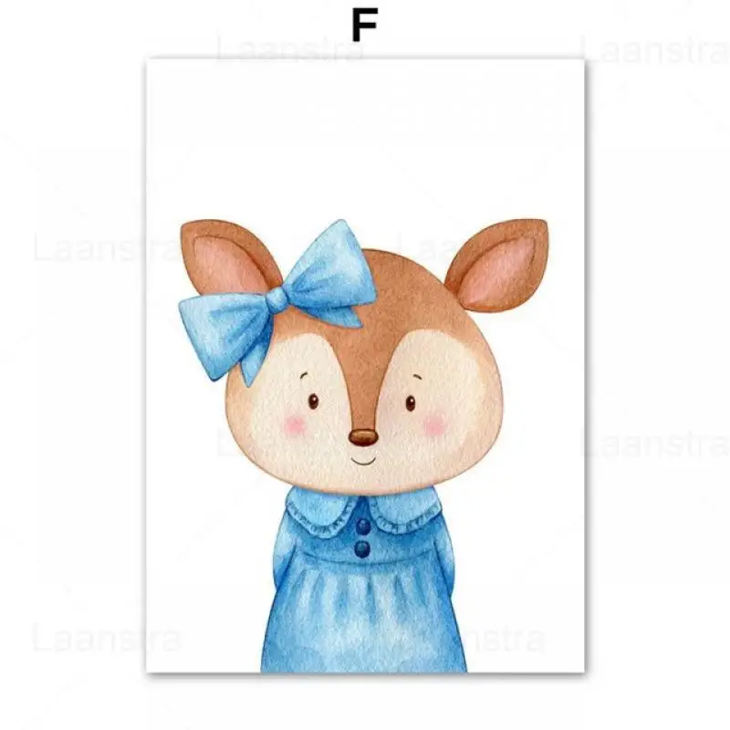

Wall Art Canvas Painting Cartoon Animal Fox Sheep Giraffe Cow Hippo Sheep Childrens Drawing Kindergarten Nursery Baby Room Decor