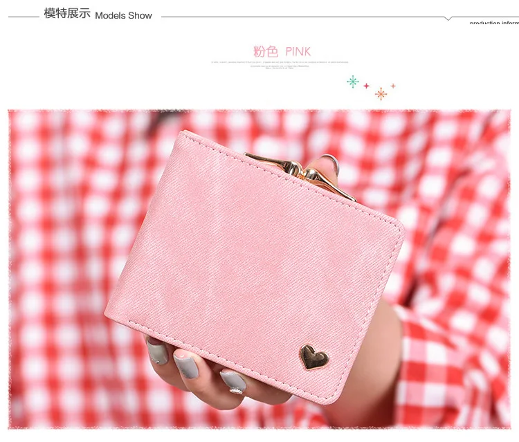 Women Small Clutch Wallet MultiFunction Change Purses Heart Decoration Big Capacity Wallets Cute Card Holder Money Bag
