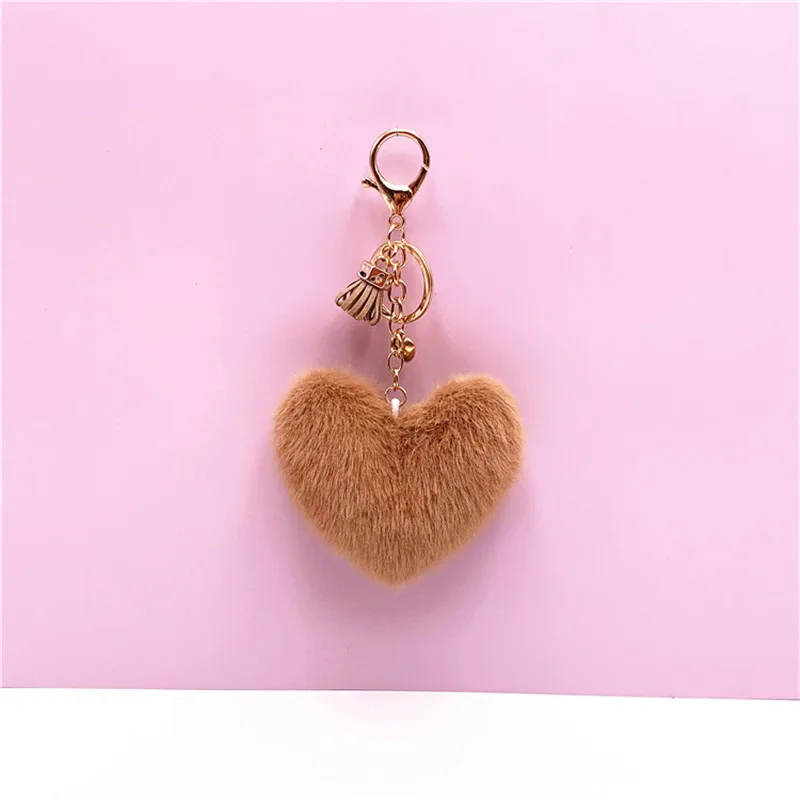 Новый брелок с кисточкой в форме персикового сердца милая подвеска плюшевый для