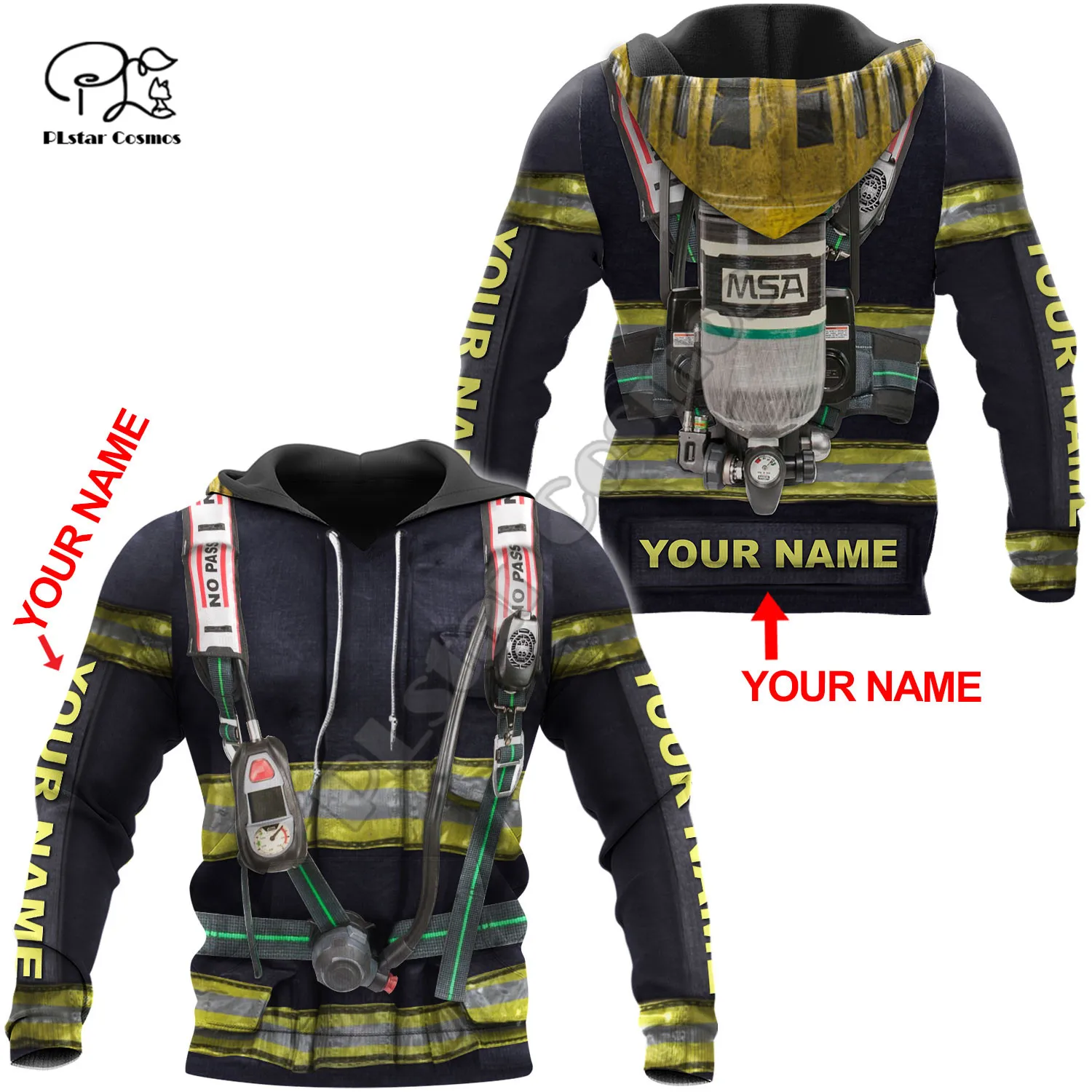 PLstar Cosmos Amazing Firefighter Suit Fireman 3D Print Hoodies Sweatshirts Zip Hooded For Men And Women Casual Streetwear W21