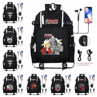 anime fullmetal alchemist backpack school bags cosplay travel shoulder laptop bags cartoon teens kids student bookbag