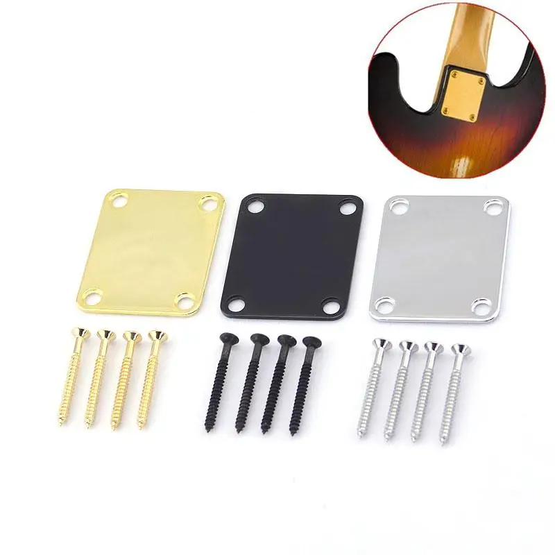 

Electric Guitar Bass Metal steel Alloy Neck Plate with 4 Screws Replacement Part for ST Fender Guitar Bass Accessories