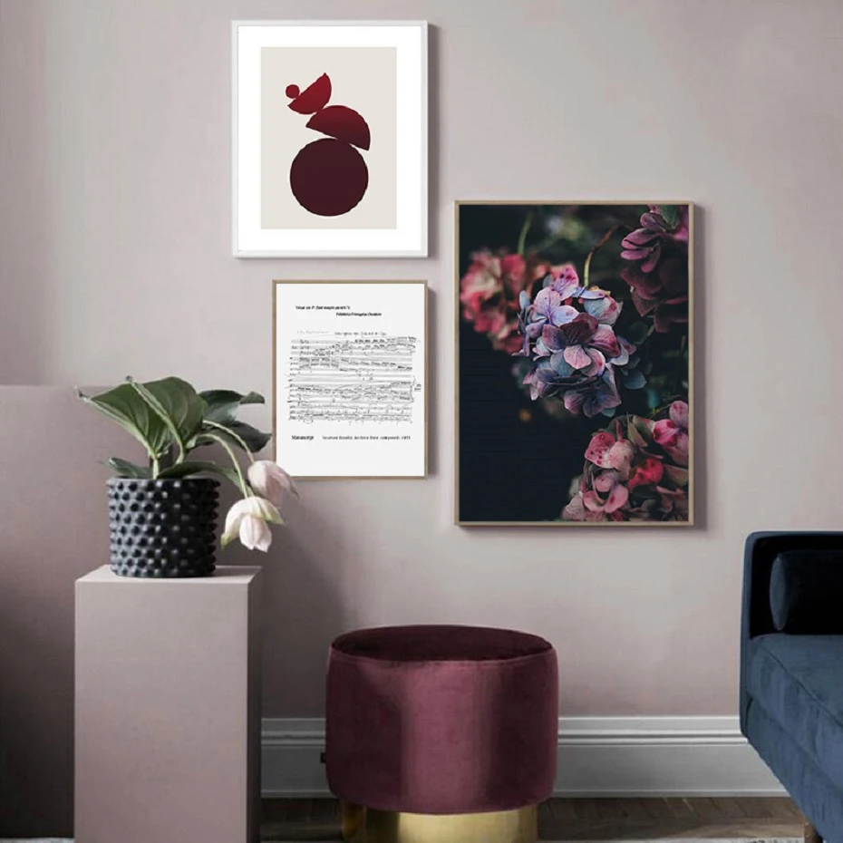 Скандинавские фиолетовые макроцветы сад Геометрическая Картина на холсте