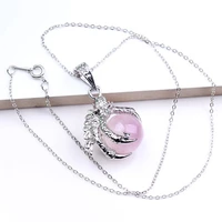 trendy beads silver plated dragon claw ball bead vintage pendant rose pink quartz necklace for women jewelry