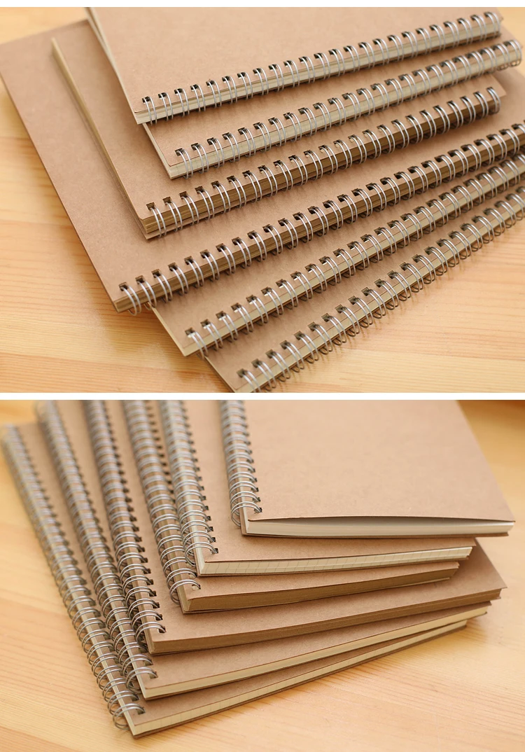 NEW A5/B5 notebook paper dotted/blank/square/horizontal/kraft paper spiral ring stationery notebook coil hand book Two packs