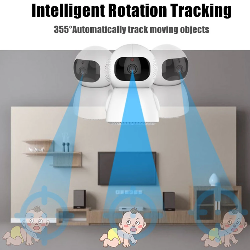 Smart Auto Tracking Home Security Camera Motion Detection Two Way Audio WiFi IR Night Vision Baby Monitor Pan 355 Tilt 90 | Безопасность
