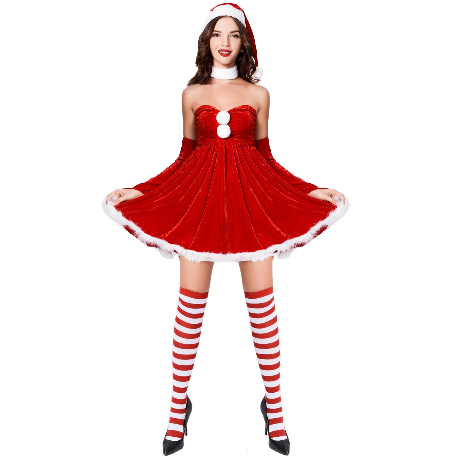 

2021Xibeimeng's performance in Japan and South Korea Christmas skirt, Christmas hat suit, sexy clothes, Christmas clothes