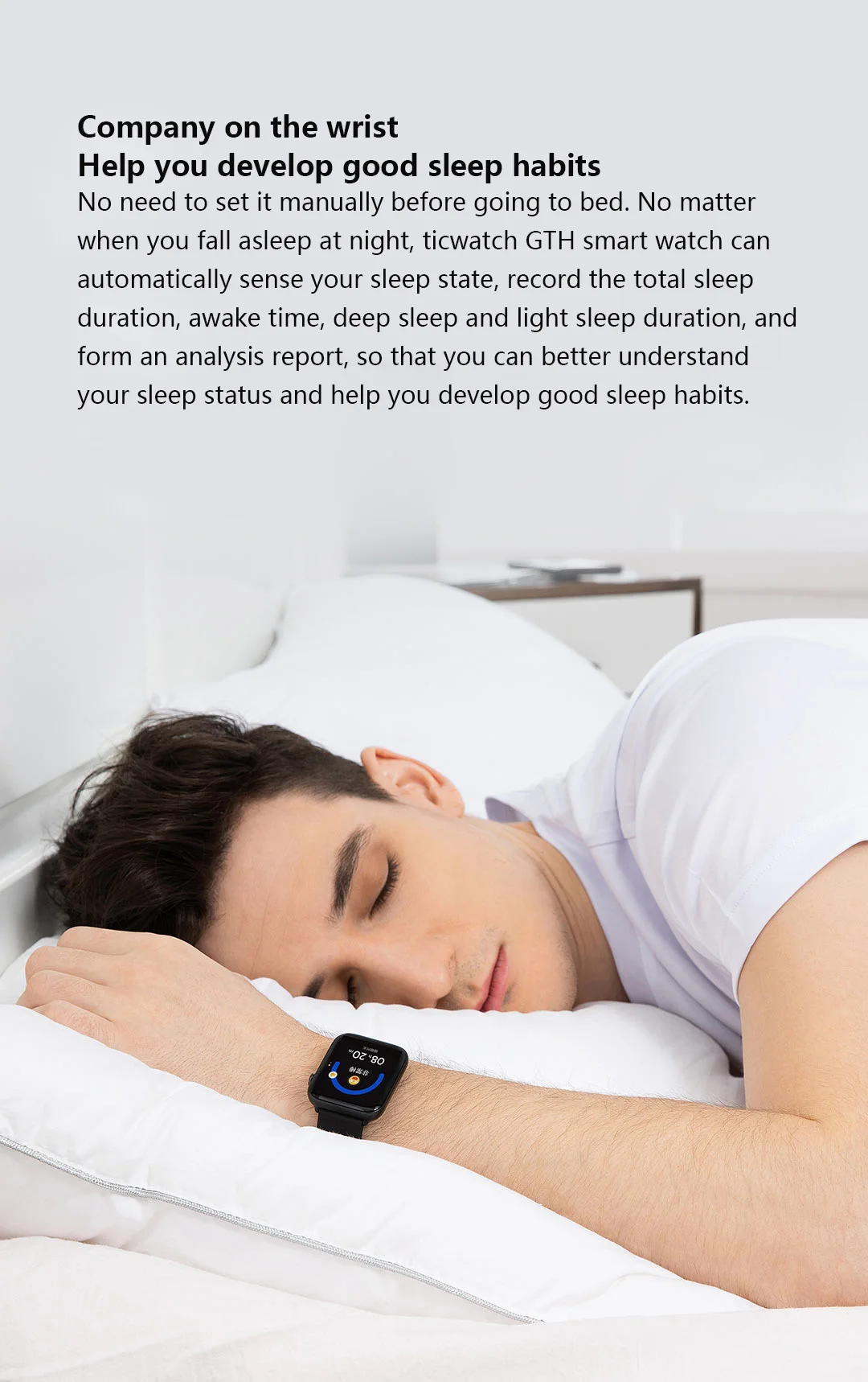 Youpin ticwatch gth relógio inteligente corpo detecção