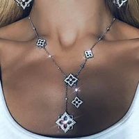godk trendy long tassel statement necklace for women wedding party cubic zircon crystal cz dubai bridal jewelry gift