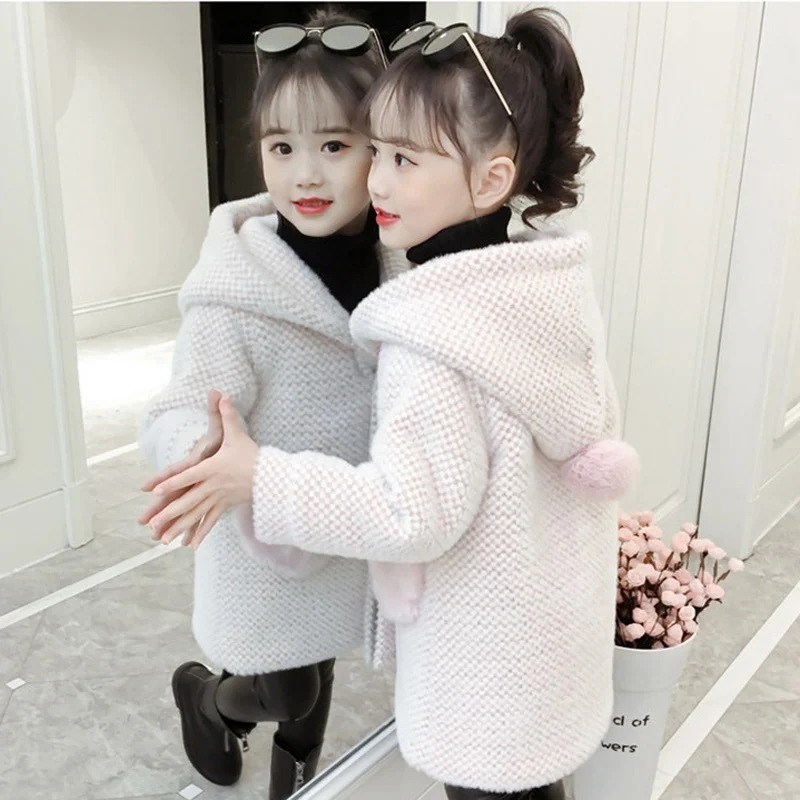 2019 Новые теплые зимние Тренч с капюшоном пальто для маленьких девочек детская