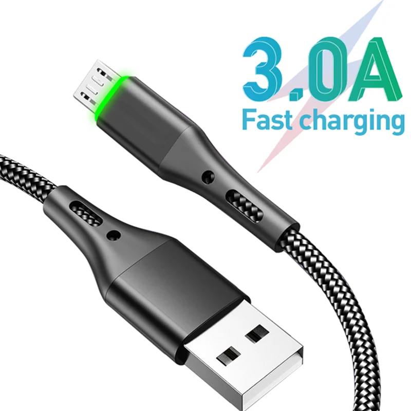 Кабель Micro usb для быстрой зарядки 2 м Huawei Y6p Y7p Y5p Y5 2018 Y7 Y9 2019 Honor 9a 9c 8c 7a|Кабели