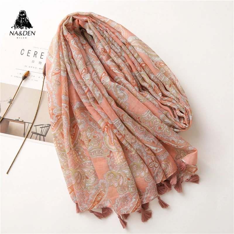 2020 новый цветочный принт вискоза летний шарф с кисточкой модные пляжные накидки