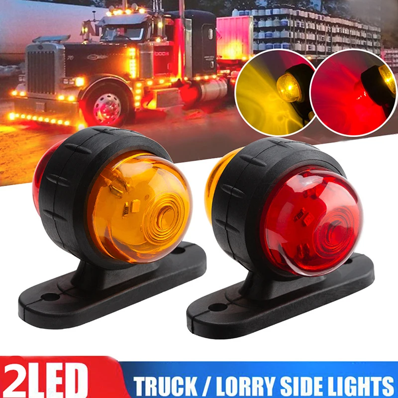 

Hot sale 2pcs Red Amber Corner Side Marker LED Light Outline Lamp Truck Trailer Van Bus 12V