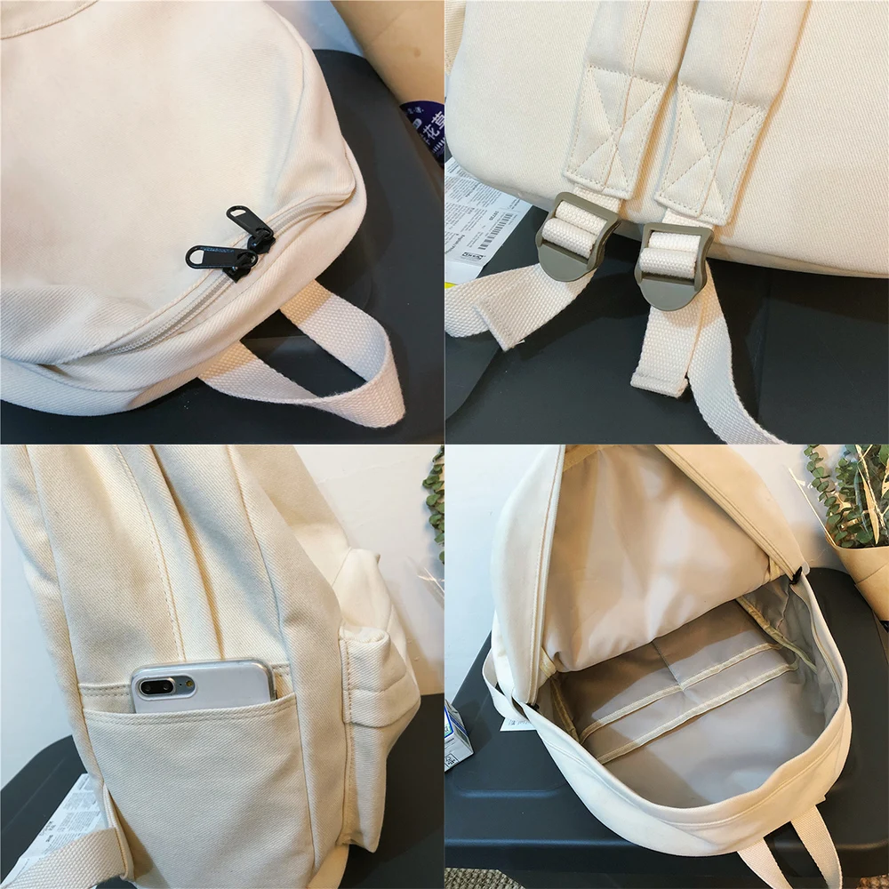 

New Cotton Fashion Women Backpack Kawaii Girls Vintage Student Schoolbag Large Capacity Travel Backpacks Female Luxury Bags Book