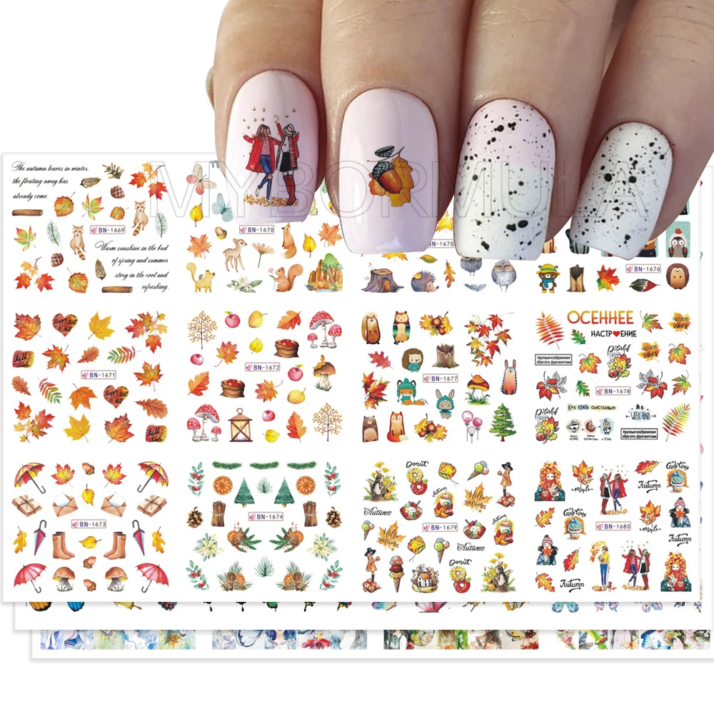 Переводные Водные картинки для дизайна ногтей в виде белки бабочки СОСНОВЫХ