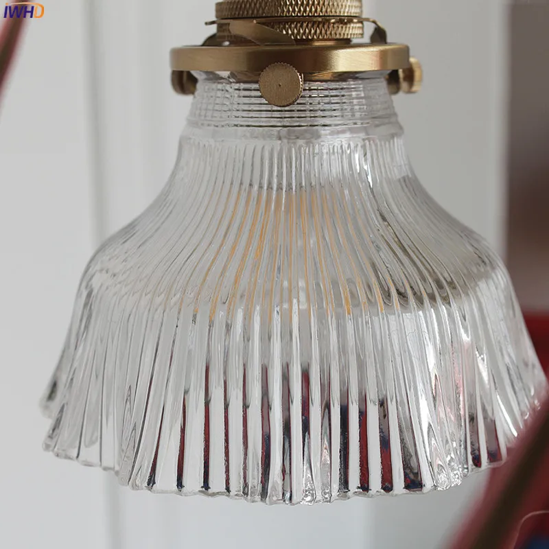 IWHD-Lámparas colgantes de cristal nórdico para dormitorio, lámpara Colgante de cobre moderna para comedor y sala de estar