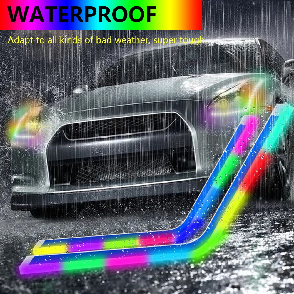 RGB дневной ходовой светильник DRL водонепроницаемый гибкий многоцветная