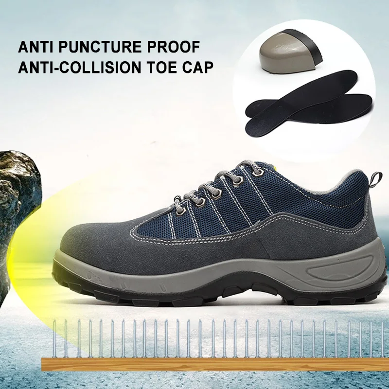 Men's Safety Shoes Outdoor Breathable Work Boot Steel Toe Man Sneakers Non-slip Rubber Sole Anti-Puncture Footwear | Обувь