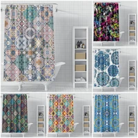 Bohemian Shower Curtain Mandala Printed Fabric Bathtub Screen Waterproof Polyester Decor Bathroom Curtain With Hooks 180x180cm