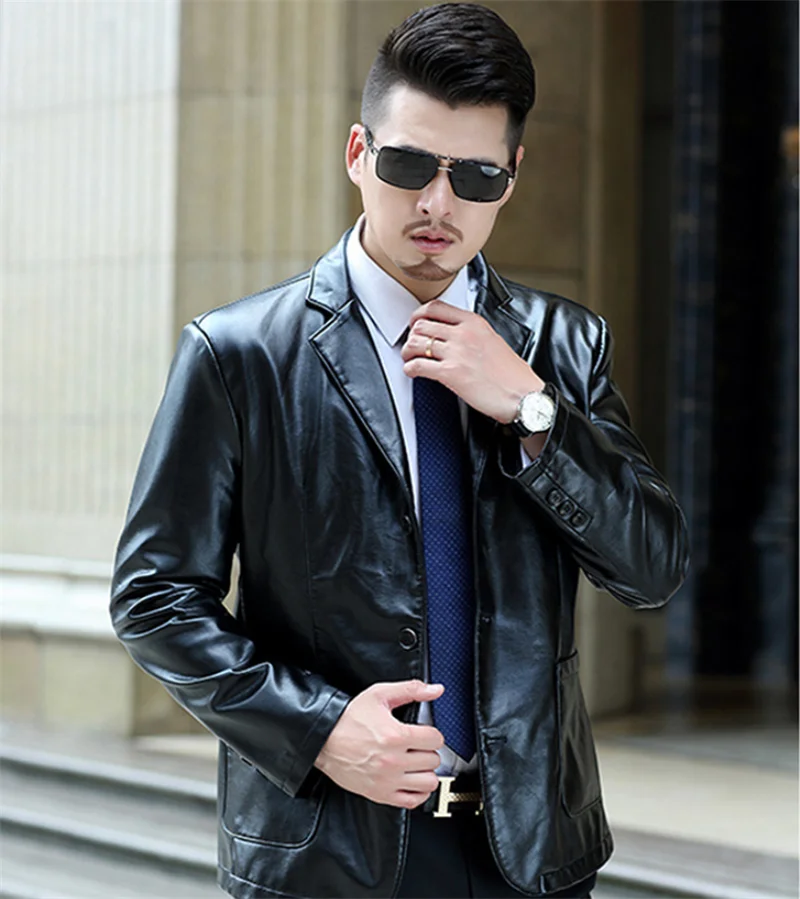 Модные мужские кожаные куртки мотоциклетные пальто из искусственной кожи с
