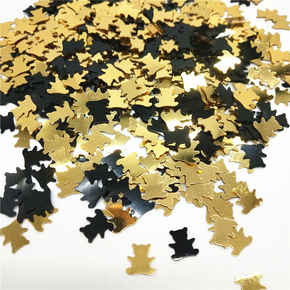 

1000pcs Light Gold And Black Bear Panda Sequins 7mm PVC Flat Flakes Garment Crafts Nail Art DIY Accessory