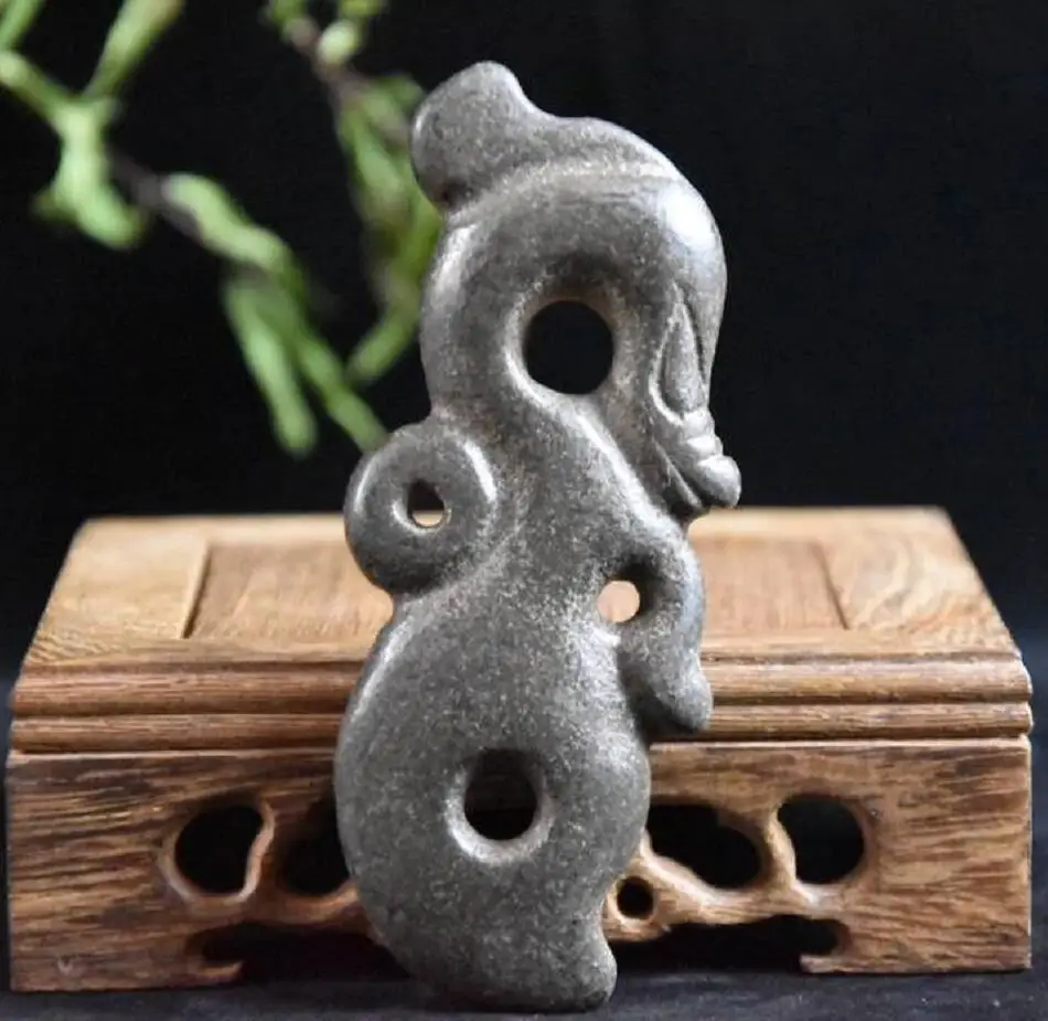 

Хуншанская культура архаизовая черная железная метеоритная скульптура Железный Дракон топор статуя