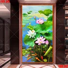 Алмазная 5D вышивка лотос лист кои пруд, алмазная живопись сделай сам, распродажа, перекрестная вышивка, полная круглая дрель, ручная работа, Декор, большой подарок