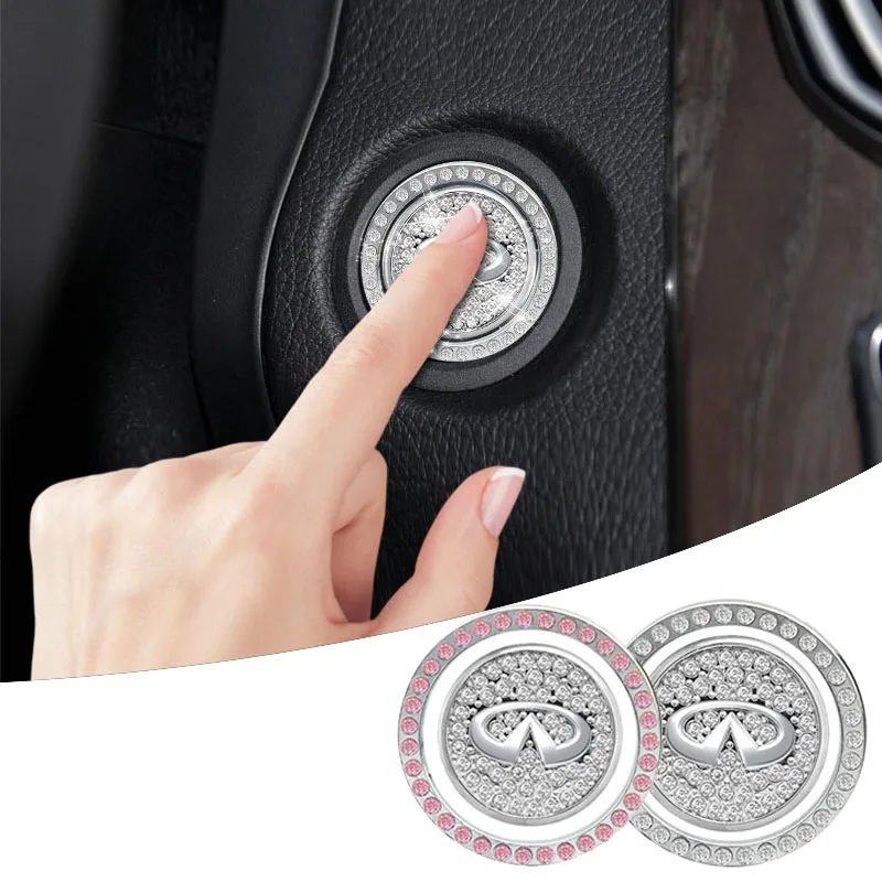 

1Pc Car One-Click Start Stop Button Decoration Diamond Crystal Ring Ignition Stickers For Infiniti FX35 Q50 Q30 ESQ G35 QX JX GX