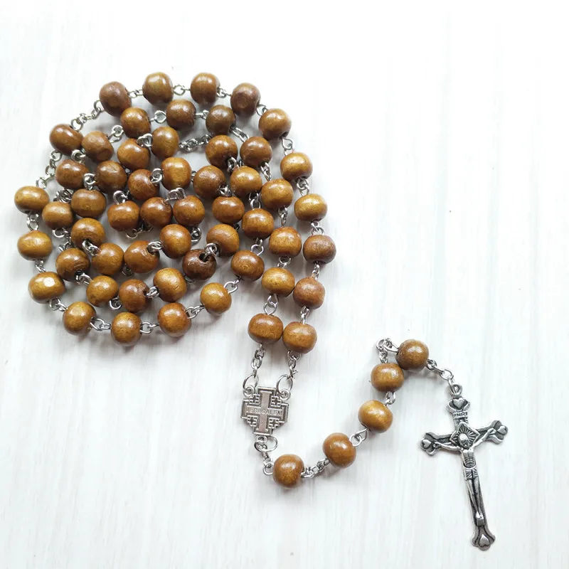 Коми католические деревянные бусы четки Христос крест подвески ожерелье религия