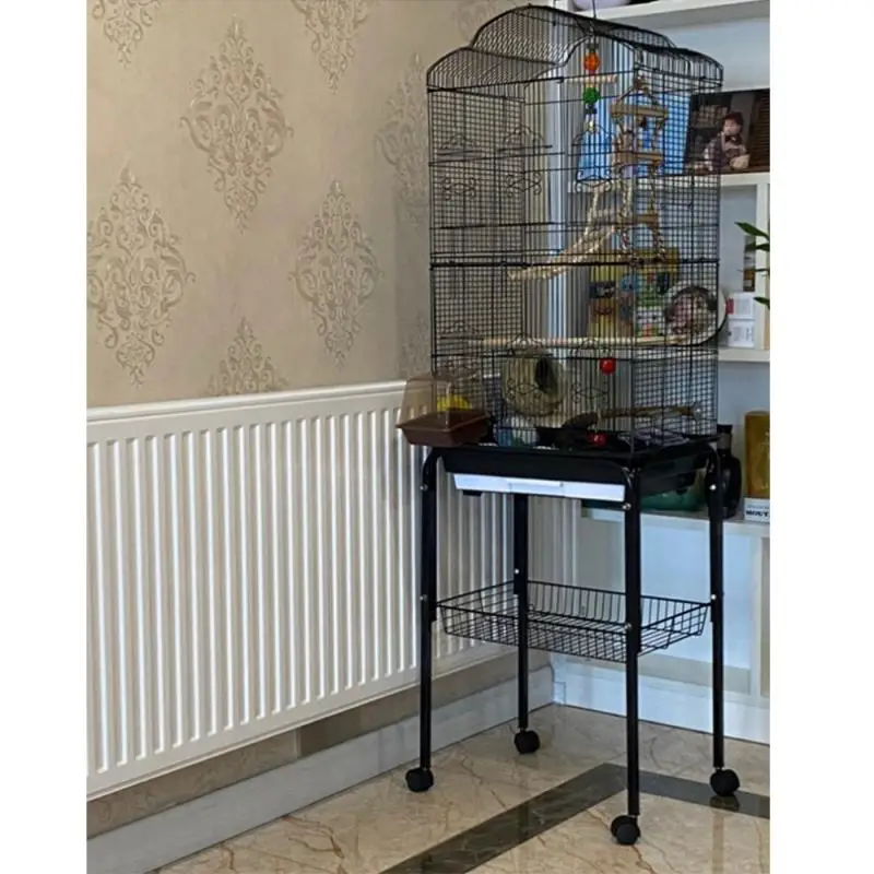 

Soft Easy Cleaning Airy Fabric Mesh Birds Cage Cover Supplies With Four Castors HWC Mesh Receptor Seed Bird Parrot Cover