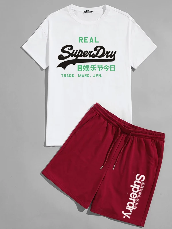 

2021 Summer Popular Tracksuits New Men's T-Shirt + Sports Shorts Set High Quality Hip-Hop Sportswear Running Suit