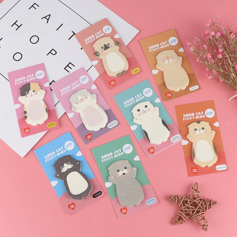 

1PC Cartoon cat sticky memo pad marker note planner stickers Cute Stationery office accessories School supplies