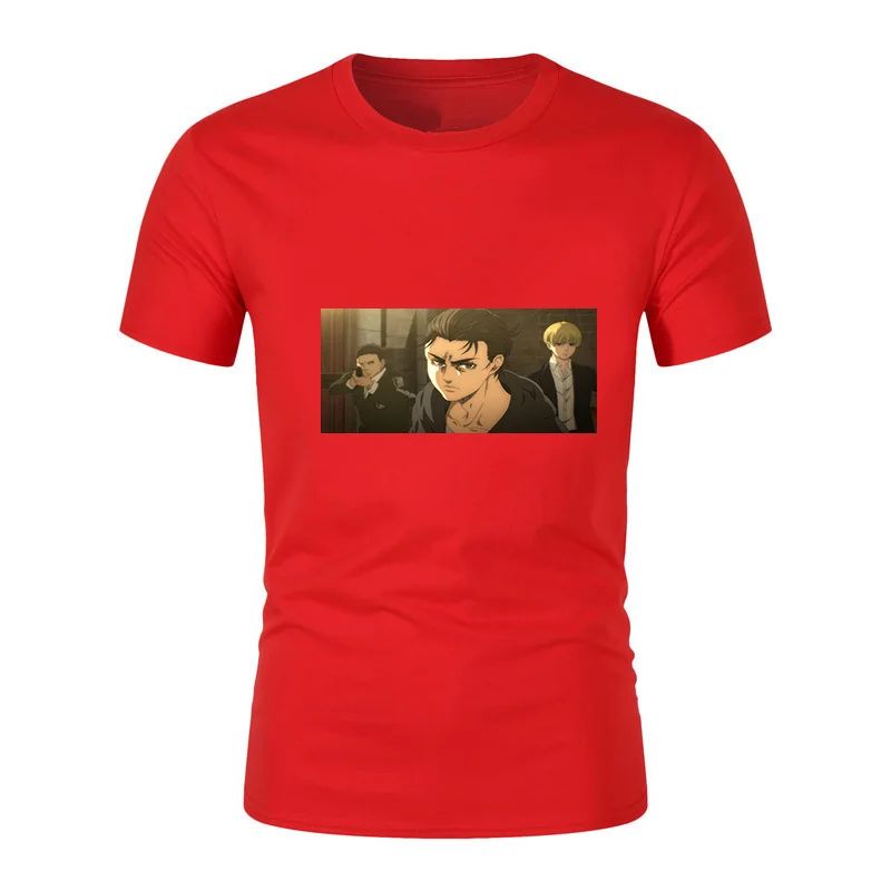

Men's and women's T-shirts, cotton tops Japanese cartoon attack giant print round neck short sleeves 2021