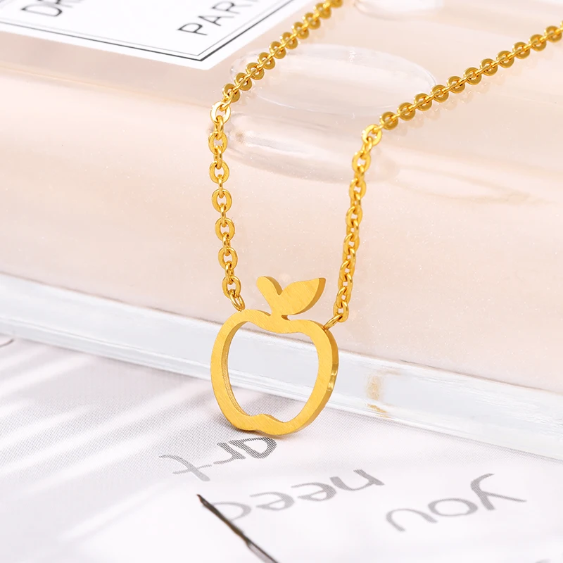 Новое круглое ожерелье в форме ажурной монеты яблока забавная подвеска виде