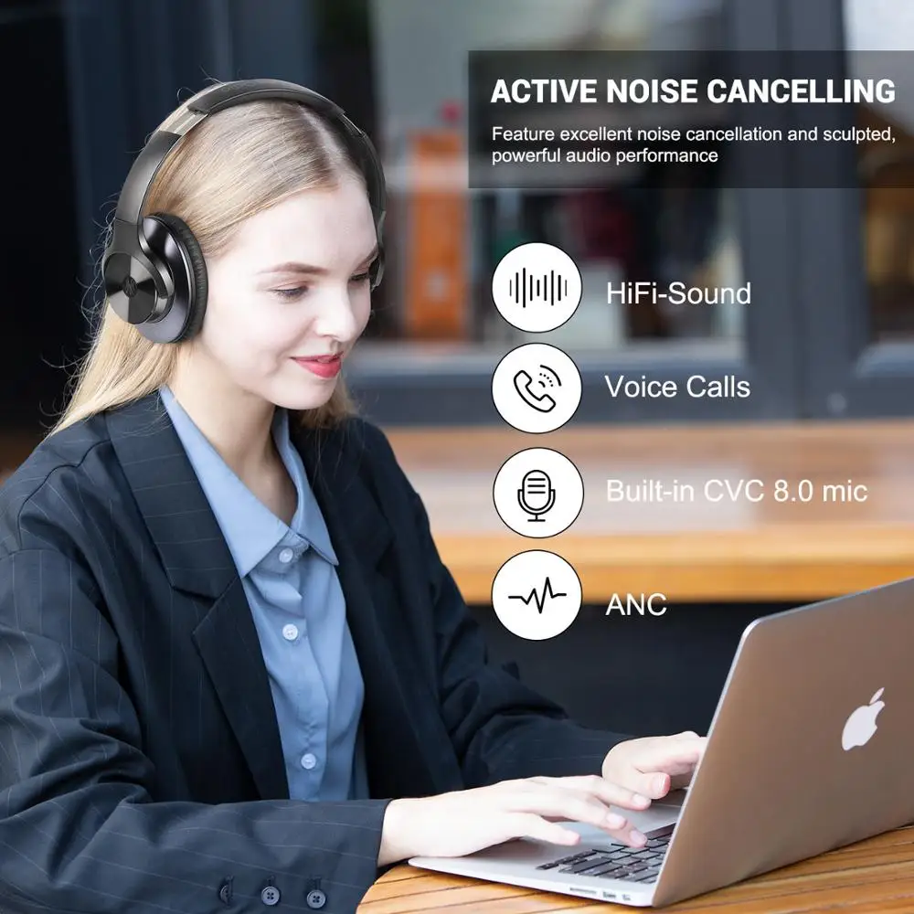 Беспроводные наушники Oneodio A10 ANC Bluetooth 5 0 Накладные с активным шумоподавлением