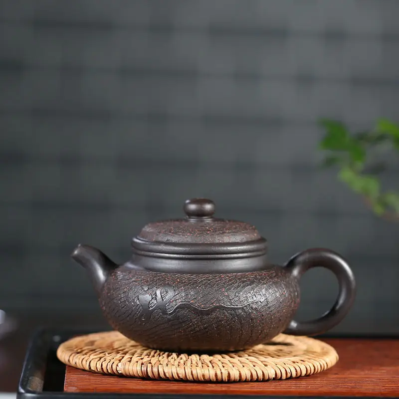 

Yixing Dark-red Enameled Pottery Teapot Famous Pure Manual Make To Fake Something Antique Infusion Of Tea Kettle Household Gift